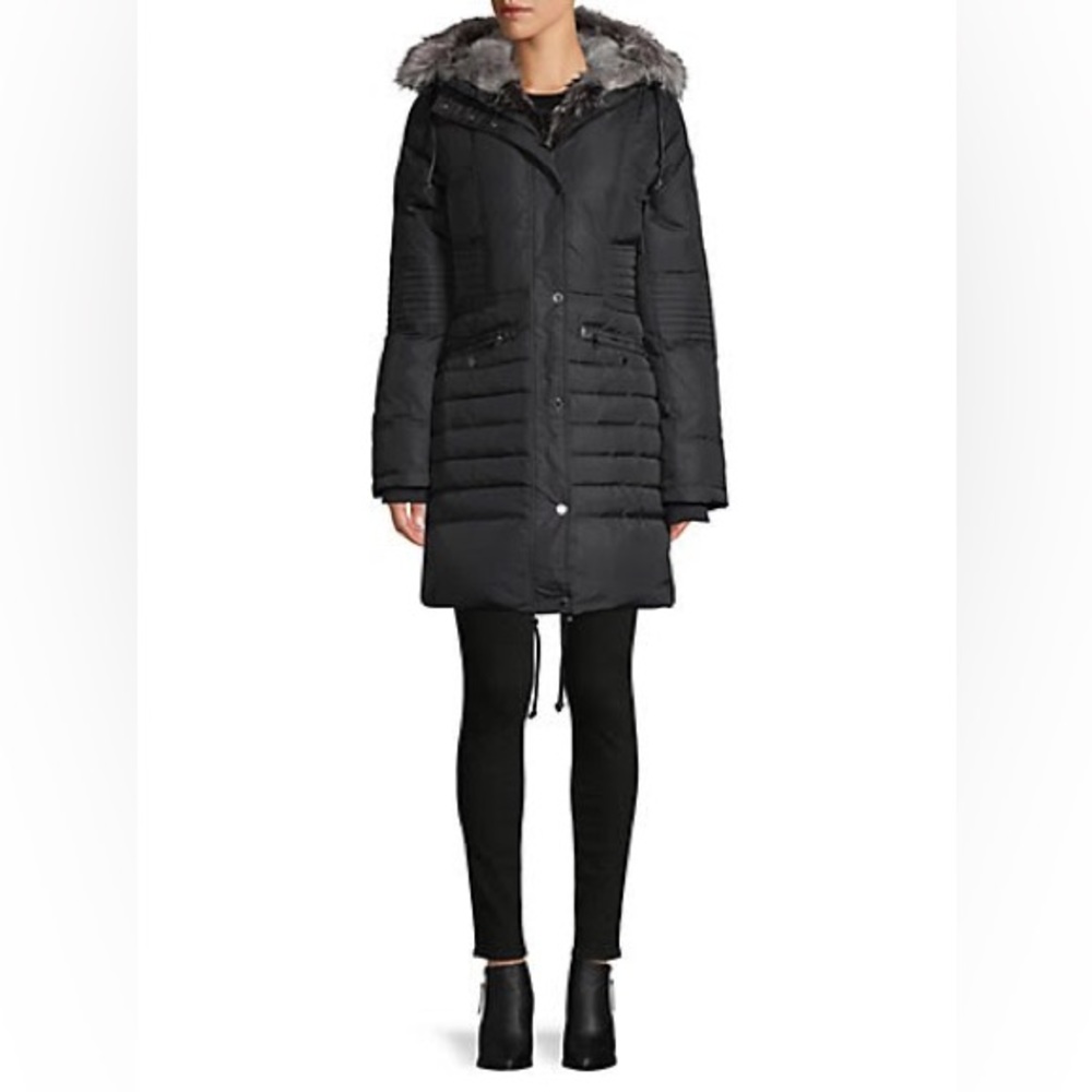 Pajar Canada Rabbit & Fox Fur Trimmed Jacket with Split Hood (Black) Size Medium